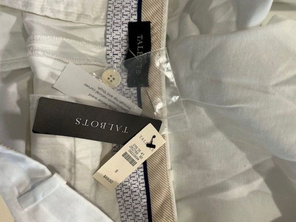 Talbots White Lightweight Double 98% Cotton Straight Ankle Pants Curvy Sz 8 *** - Picture 5 of 5